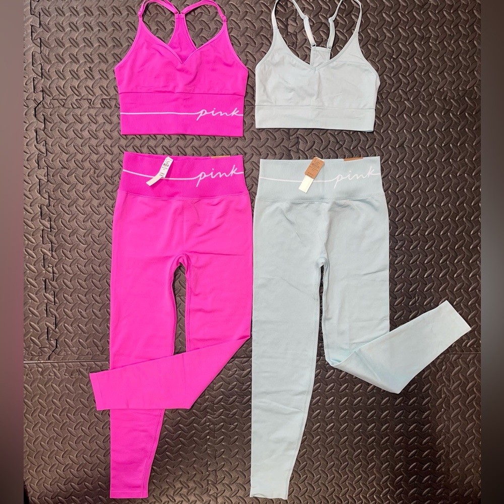 PINK Active 2-piece yoga sets (selling pink and blue set together)
